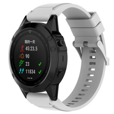 Curea ceas Smartwatch Garmin Fenix 7X / 6X / 5X Plus / 5X / 3 HR / 3, 26 mm Silicon iUni White